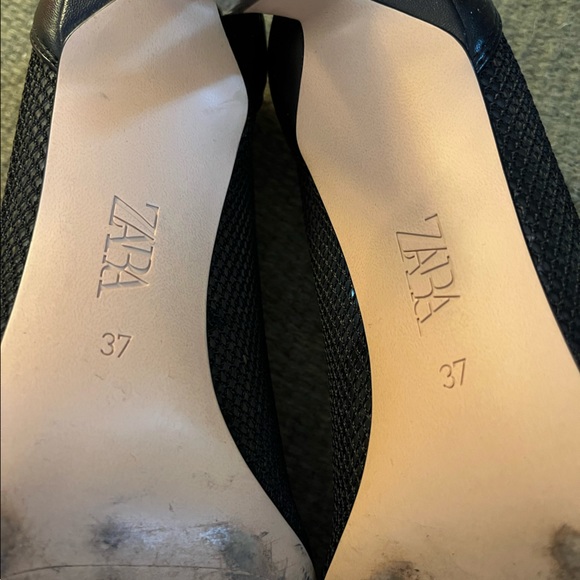 Zara Black Mesh Kitten Heel - Picture 4 of 10